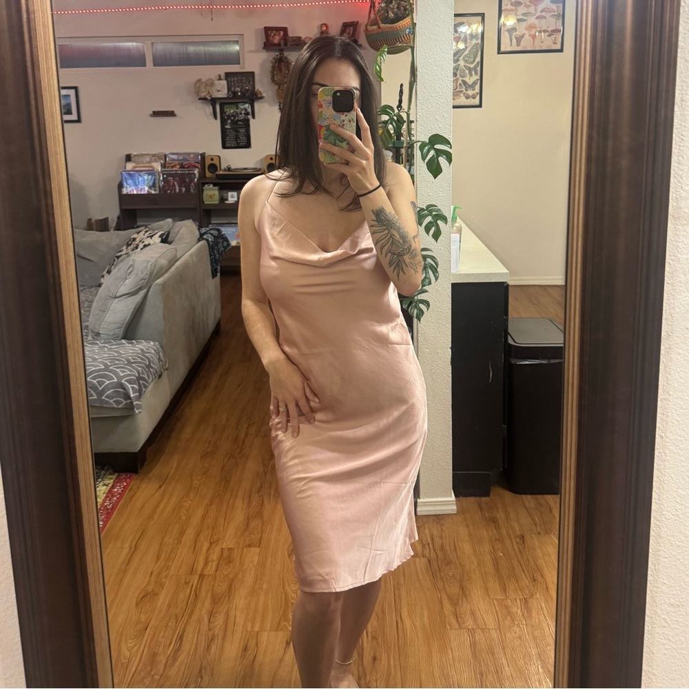 Double Zero Satin Pink Midi Dress